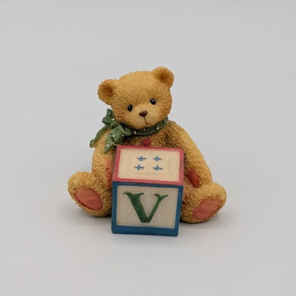 Cherished Teddies Bear with ABC "V" Block (158488V) 1995 - Picture 3 of 10